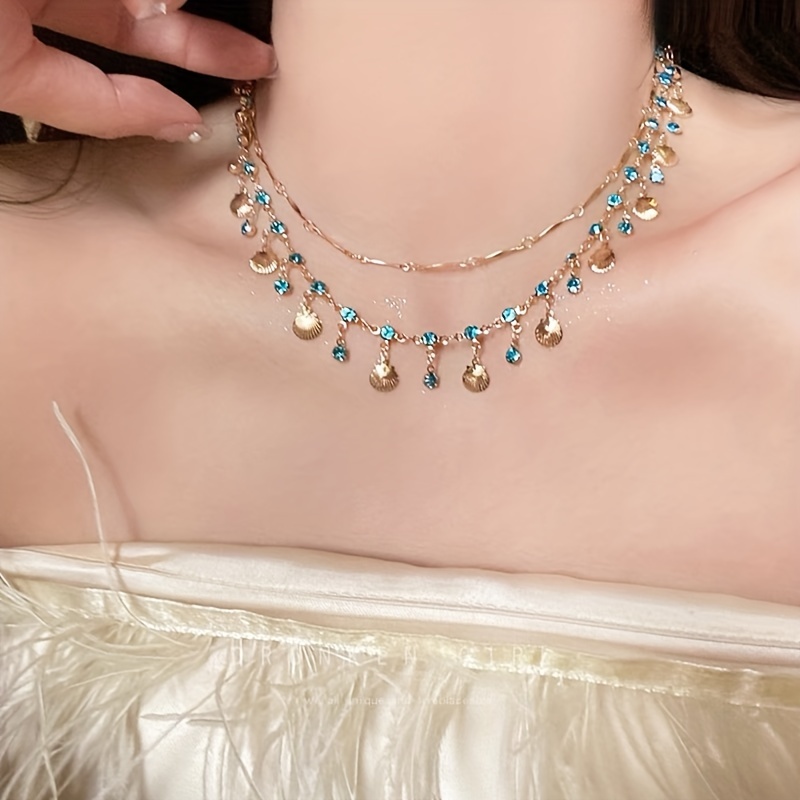 Women's Beach Accessory Set Golden Shell & Turquoise Beads